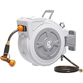 Giraffe Tools Retractable Hose Reel 1/2" x 65 ft Wall Mount Auto Rewind | Garden Hose Reel Heavy Duty,Any Length Lock,Auto Rewind System,180&deg;Swivel Bracket,Easy to Assemble,9-Function Sprayer Nozzle