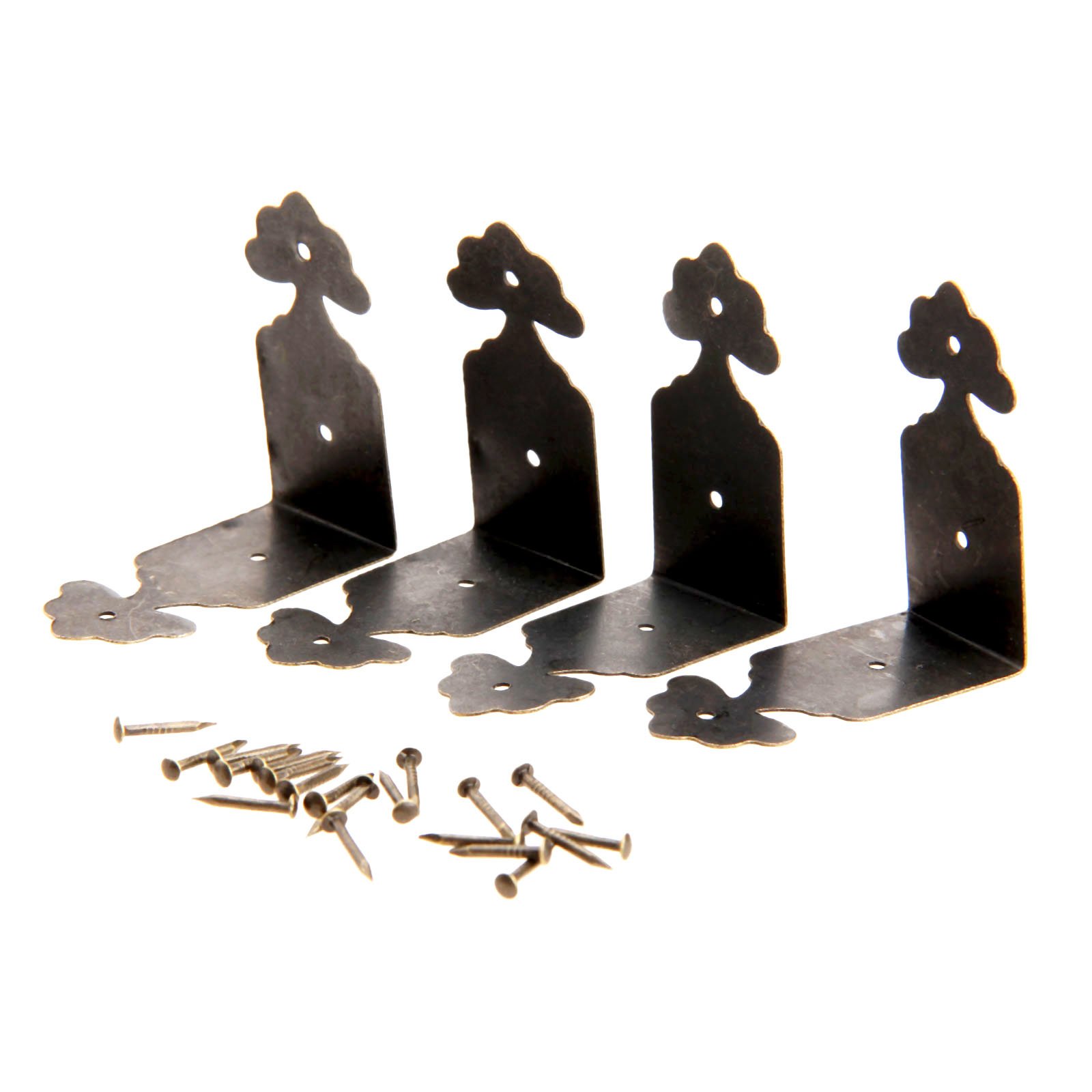 20Pcs Box Corner Protector 39x39x18mm Vintage Metal Decorative Jewelry Guard Edge Cover