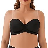 Plusfreeee Women's Strapless Bra Plus Size for Large Bust Underwire Convertible Full Coverage Bras with Clear Straps