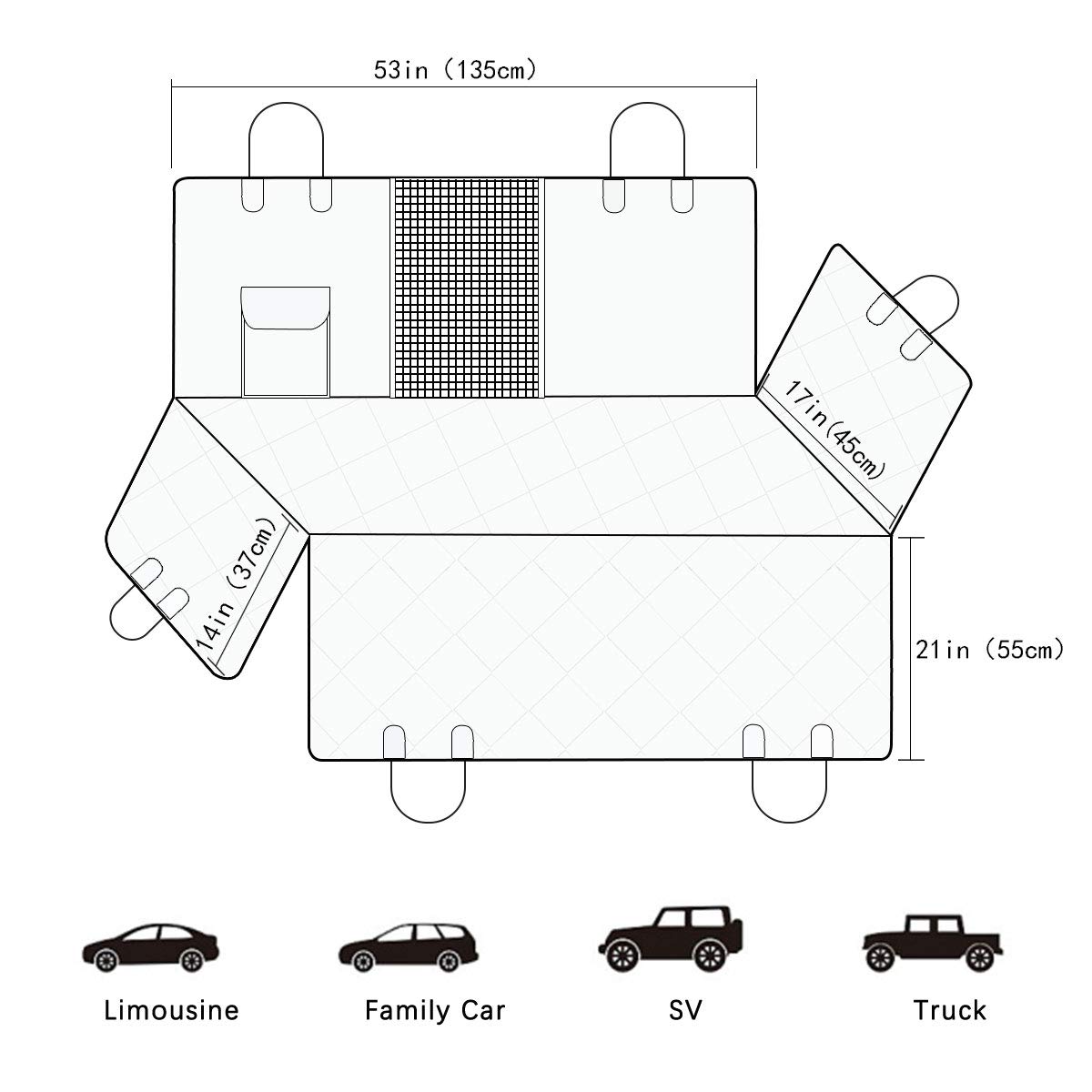 Wondesha Dog Seat Cover Car Seat Cover for Pets 100% Waterproof Pet Seat Cover Hammock Scratchproof Nonslip Durable Soft Pet Back Seat Covers with 2 Dog Seat Belts for Cars Trucks SUV Travel