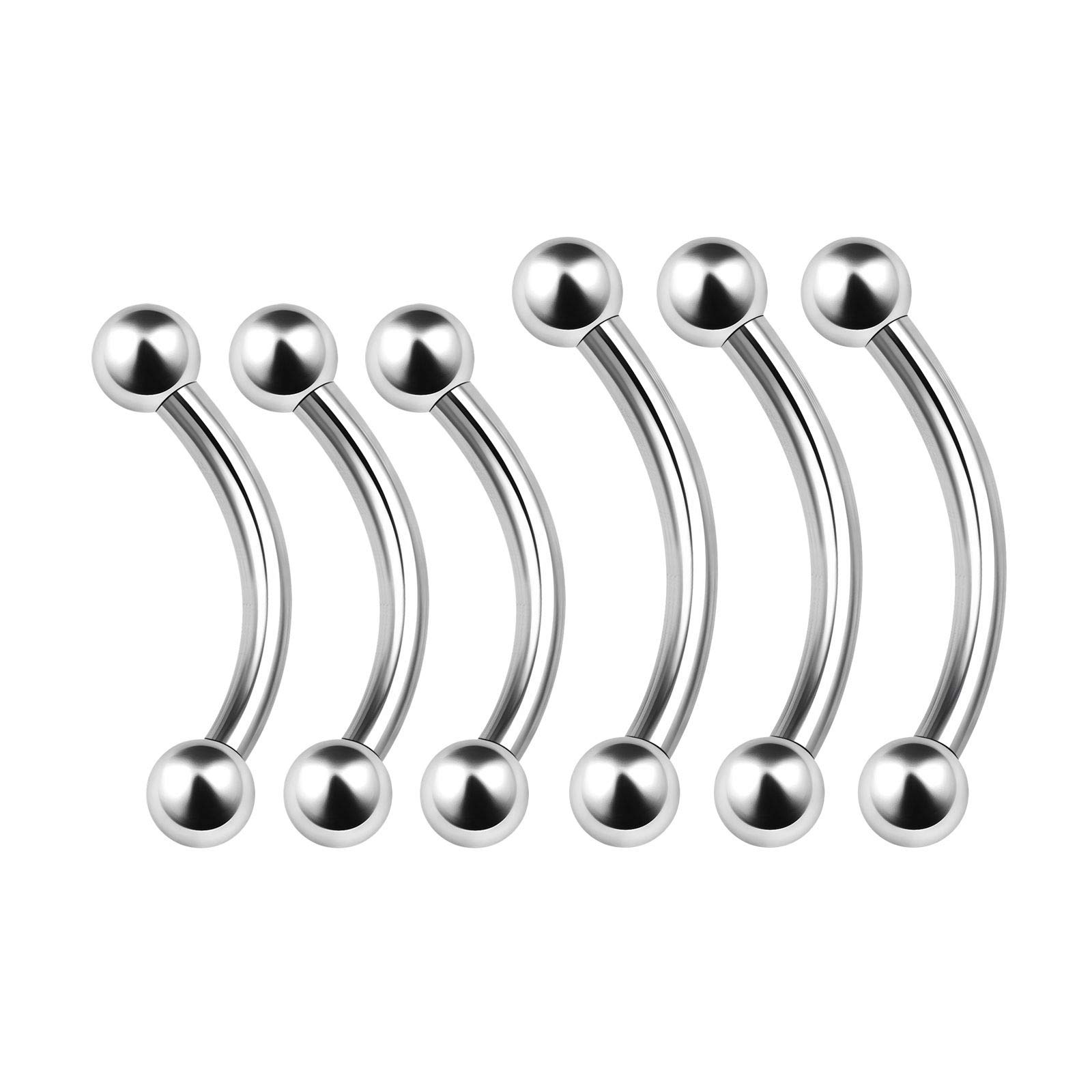 6PCS Stainless Steel Curved Barbell Ring 14g 10mm 12mm 3mm Ball Cartilage Tragus Daith Lip Earrings Piercing Jewellery 4630