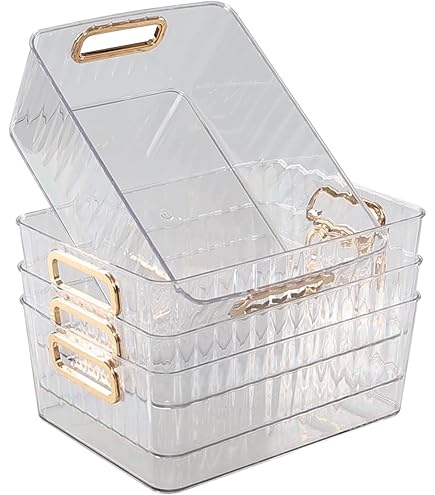 Lot De 4 Bacs De Rangement En Plastique Pour Cuisine, Garde-manger, Réfrigérateur, Armoire, Paniers De Rangement Pour Les Comptoirs, Armoires, Réfrigérateur, Congélateur, Chambres, Salles De Bain