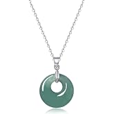 Gold Plated 925 Sterling Silver Natural Jade Pendant Necklaces for Women | Donut/Heart/Rose/Lotus/Clover/Teardrop/Circle/Filipino Sun Genuine Small Jadeite Jewelry Authentic Healing Jade Stone Charm