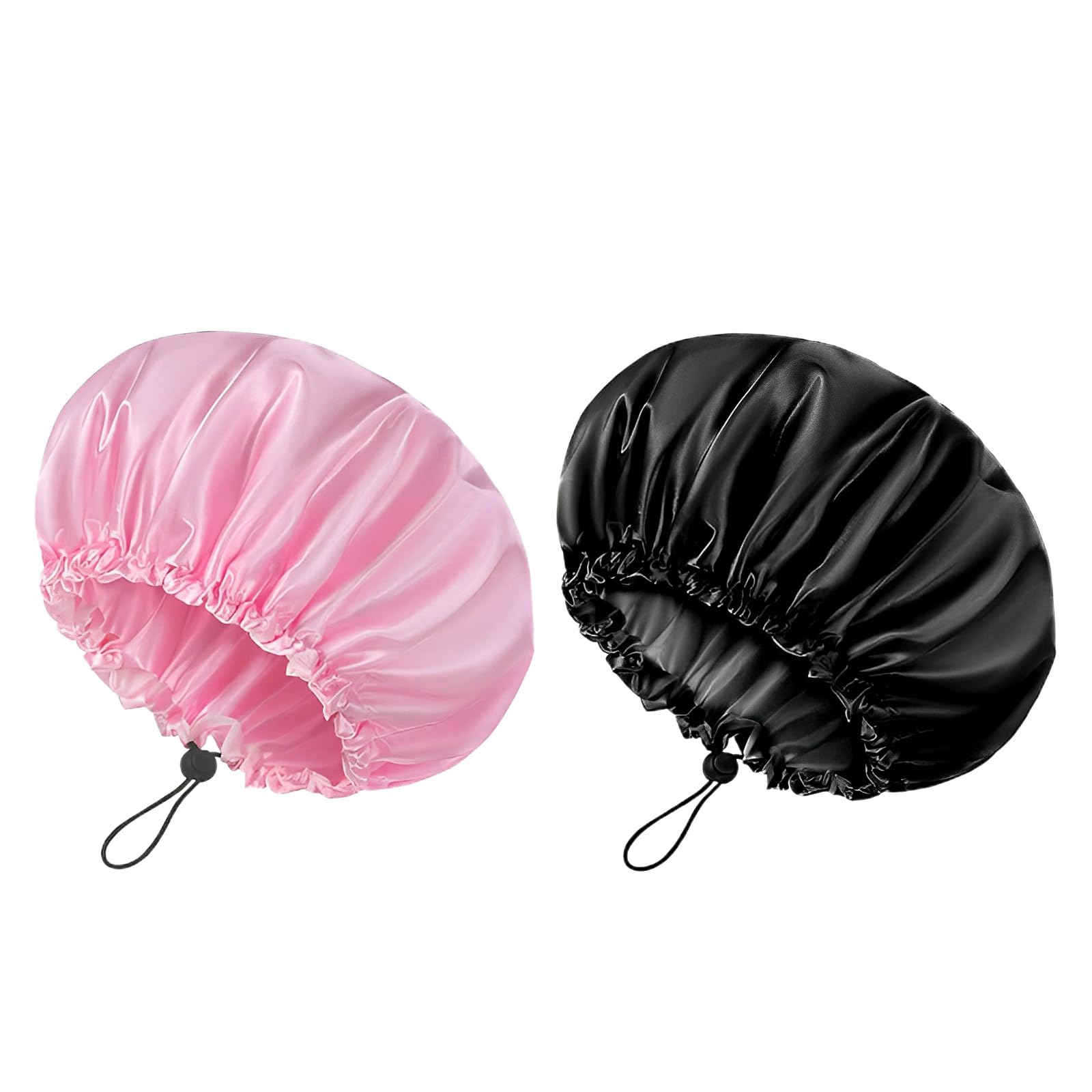 2 Pcs Big Shower Cap Elastic Band Waterproof Bath Caps Adjustable Double Sided Reusable Oversized Bonnet
