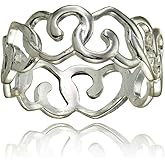 Hoops & Loops Sterling Silver High Polished Intertwining Open Heart Eternity Band Ring