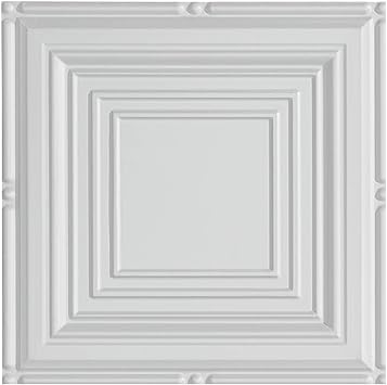 Fasade Easy Installation Portrait Gloss White Glue Up Ceiling Tile