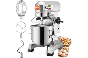 Happybuy 30Qt Commercial Food Mixer with Timing Function， Commercial Mixer 1250W Stainless Steel Bowl Heavy Duty Electric Food Mixer Commercial with 3 Speeds Adjustable, Perfect for Bakery Pizzeria