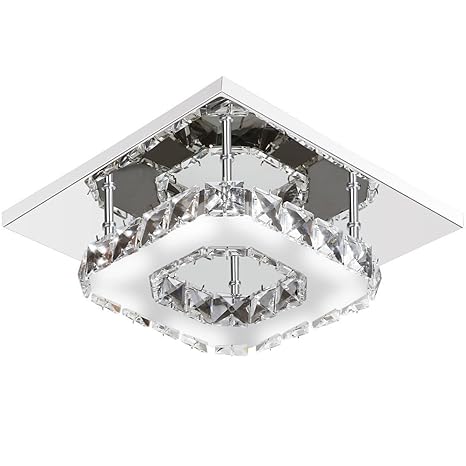 Modern Square 20cm 12w Led Crystal Ceiling Lights Chandeliers