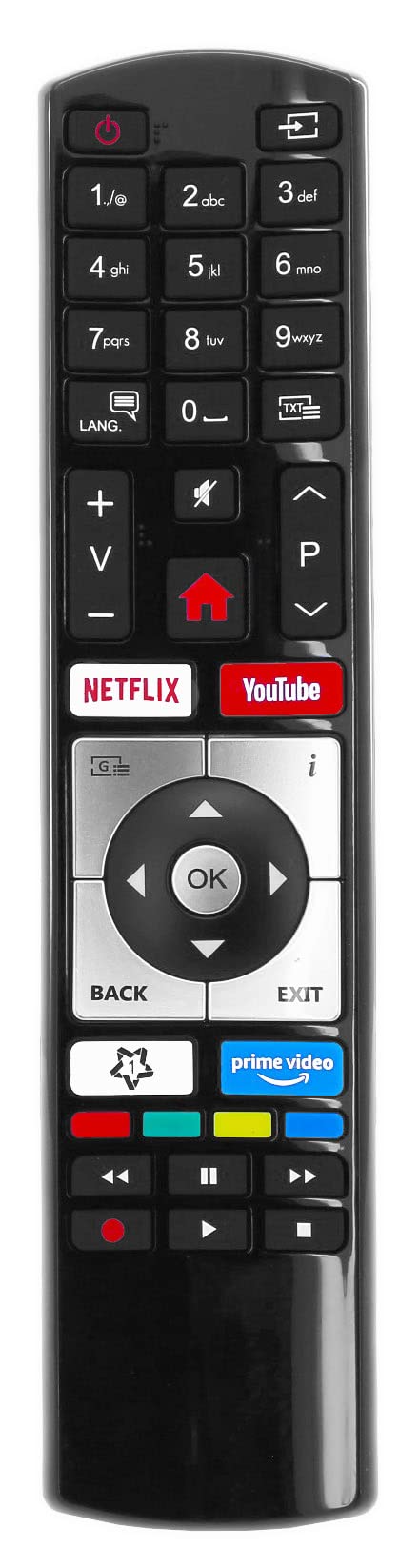 RC4318 / RC4318P Replacement Remote Control Compatible with Vestel Finlux Telefunken Edenwood 30100823 4K Ultra HD TVs with NetFlix Youtube Buttons
