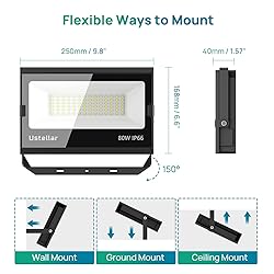 Ustellar Flood Lights Outdoor Plug In 3 Pack 80W