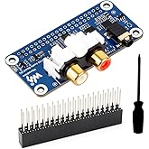 Waveshare PCM5122 Hi-Fi I2S DAC Audio Board for Raspberry Pi, Compatible with 40-Pin GPIO Header, Stereo Encoding/Decoding, S