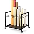 Cathyeen Blueprint Storage Rack Blueprint Holder Metal Blueprint Storage Cart with Wheels 20 Slots Roll File Holder for Home Office School to Storage Blueprint Poster Architectural (Black 20 Slots)