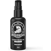Bossman Classic Beard Oil for Men - Pump Style (2 oz) - Naked - Unscented | Texas-Made Beard Oil w/ Jojoba, Argan, Avocado Oils - Beginner-Friendly Natural Moisturizer &amp; Softener in a Pump Bottle