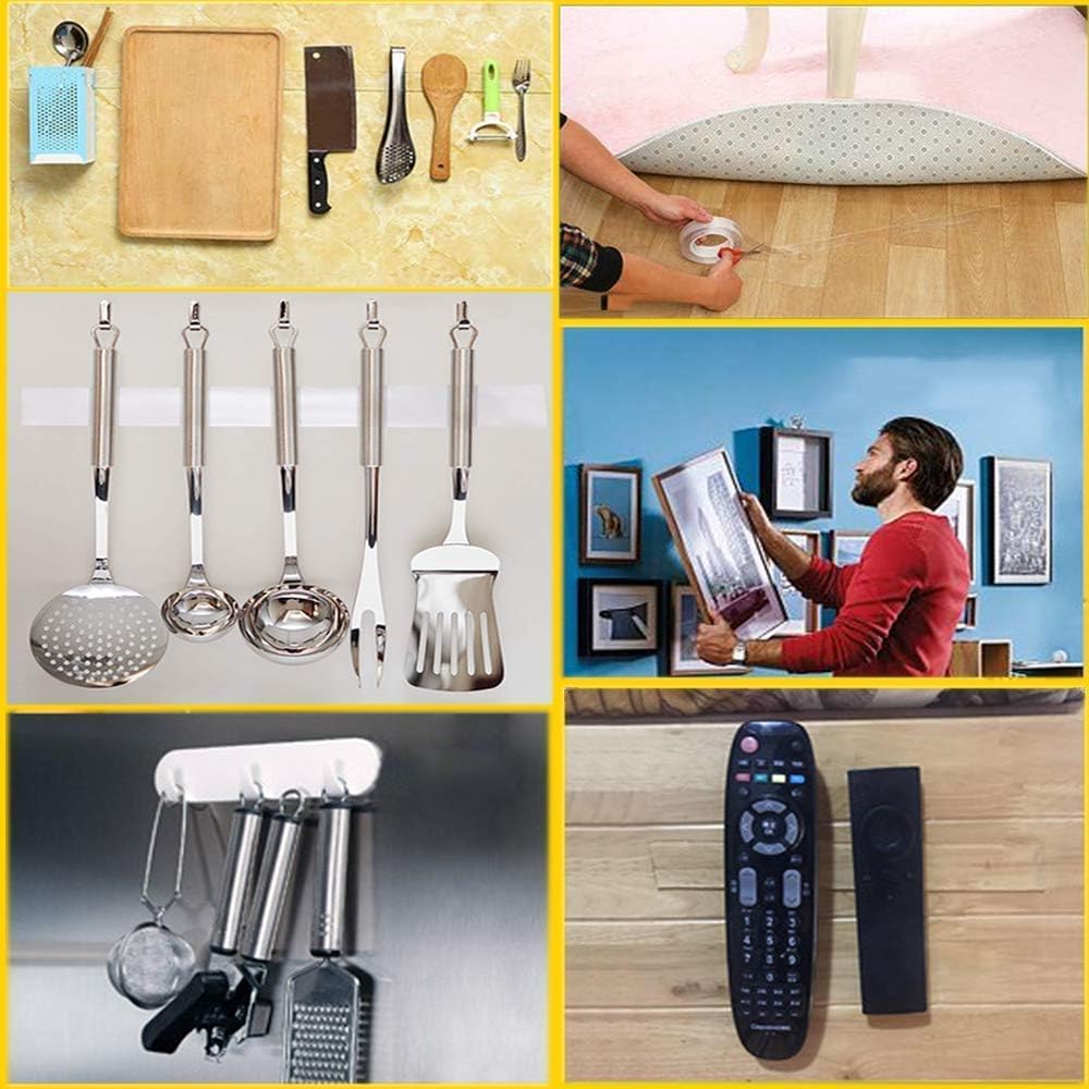 Double Sided Adhesive Nano Tape,Transparent Strong Washable Adhesive Traceless Gel Tape,Removable and Reusable Sticky Anti Slip Tape for Home,Wall,Room,Office Decor (16.5 FT): Industrial & Scientific