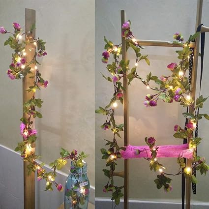 Flower String Lights 20 Led 6 6ft Flower Garland Leaf Vine String Lights For Bedroom Wedding Party Patio Indoor Home Decoration Battery Operate