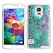 Samsung Galaxy S5 Case-Yerwal Transparent Plastic 3D Glitter Quicksand Stars Liquid Case for Samsung Galaxy S5(Green)