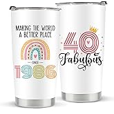 kdxpbpz 40th Birthday Gifts Women Her, 1986 40th Birthday Decorations for Woman, 40 Year Old Gift Ideas, Turning 40, 20 oz Stainless Steel Vacuum Insulated Tumblers