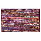 Cotton Craft - Hand Woven Reversible 100% Cotton Multi Chindi Braid Rug - 2 x 3 Feet - This Rug is made from multi color re-cycled yarns, actual product may vary in color from the image shown
