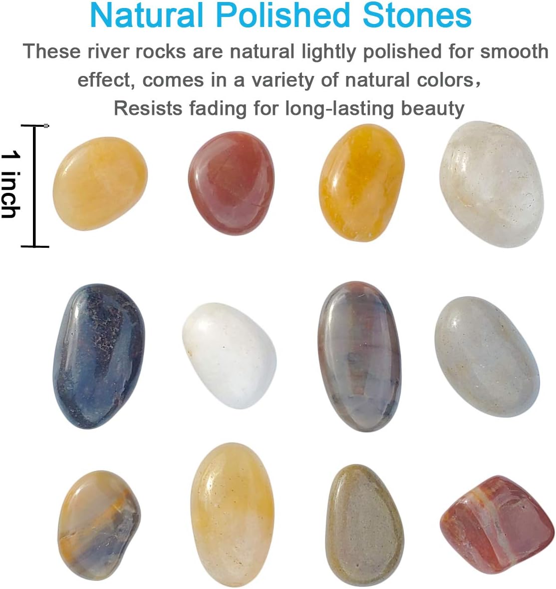 2 Pounds Pebbles Polished Gravel, Natural Polished Mixed Color Stones, Small Decorative River Rock Stones (32-Oz) : Garden & Outdoor