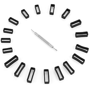 Shimmeroo 18Pcs Watch Band Holder Loop with a Spring Bar Tool 6 Sizes | Silicone Black Watch Band Rings for Buckles Replaceme