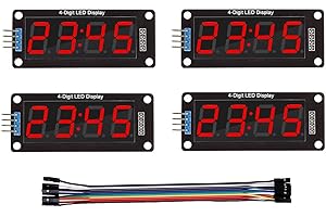 HiEmbedLogic Four Digit 0.56" Digital Display LED Seven Segments Double Dots Module Inbuilt TM1637 Serial Driver Board (Red, Color- 4 pcs)