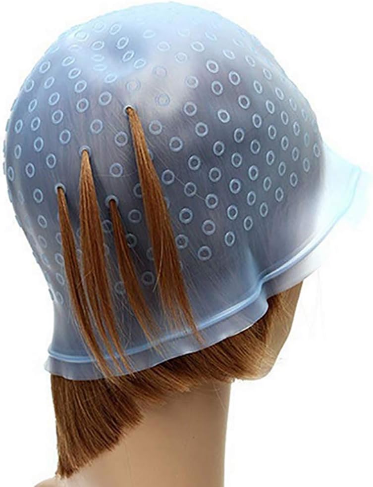 Mosichi Professional Silicon Highlighting Cap Hat Reusable Hair Colouring Highlighting Dye Cap Frosting Tipping Purple