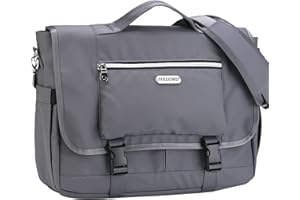 HXLGMD Messenger Bag for Men, Womens Briefcases Lightweight Men's Laptop Bag 15.6 inch Water Resistant Crossbody College Stachel Bags for Boys Computer Work Bag with Water Bottle Holder, Grey