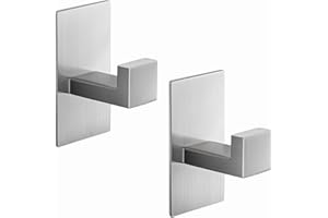 2Pack Adhesive Towel Hooks, Heavy Duty Wall Hooks, Towel Hooks for Bathroom Kitchen Adhesive, SUS304 Stainless Steel Waterpro