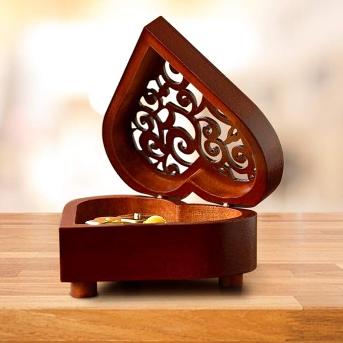 Shirylzee Caja de música con manivela, de madera, con ...
