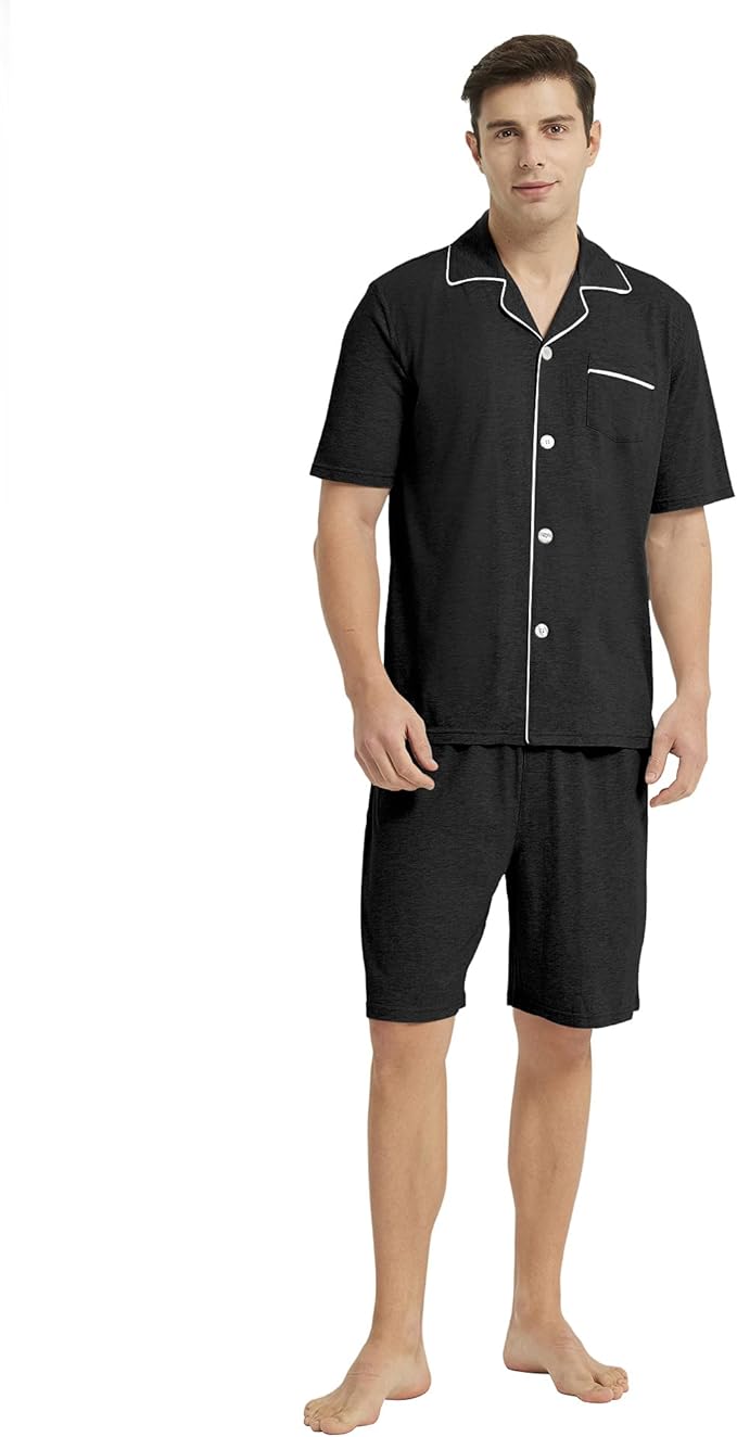 U2SKIIN Mens Short Sleeve Pajamas Set, Cotton Modal Pajamas for men