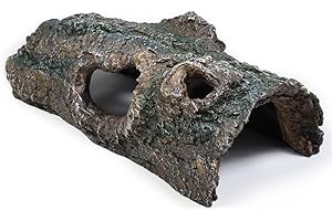 fazhongfa Reptile Hide Tree Trunk Lizard Snake Gecko Axolotl Spider Turtles Bearded Dragon Tank Accessories Large Hollow Log for Aquarium or Fish Tank Resin Wood Decorations Ornament