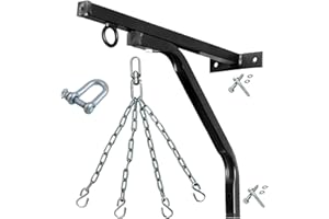 JP Punching Bag Hangers | 18-Guage Heavy Duty Bracket with D-Shackle Swivel, Steel Chain & Fixings Material for Boxing Punch 