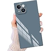 PSIOXY Compatible with iPhone 15 Case Rectangle for Women Men, Soft TPU Shockproof Full Lens Protection, Works with Magnetic Wireless Charging Cover Phone Case for iPhone 15 Gray