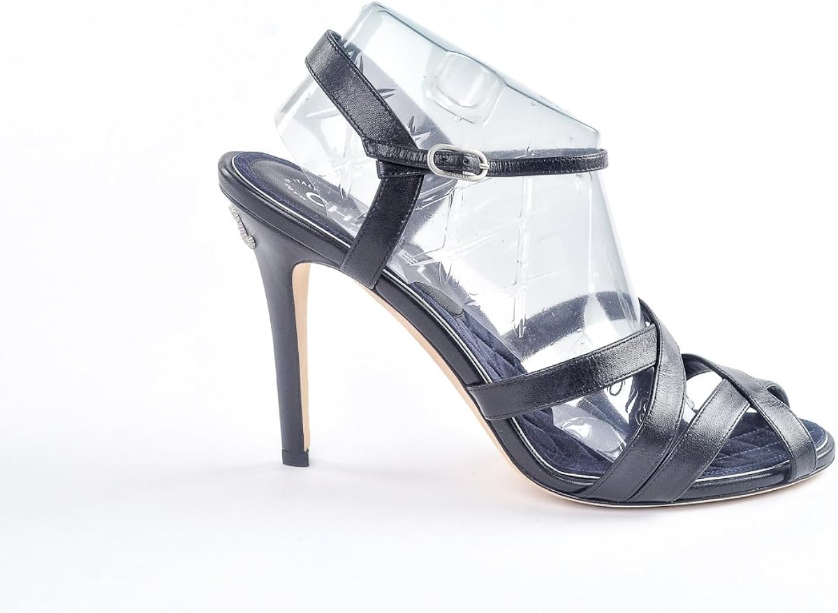Amazon.com | Chanel Black Leather Strappy Sandal Women's 11 M US / 42 Eur | Heeled Sandals