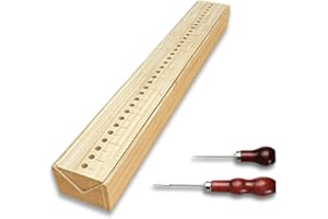 GeryVtee Bamboo Book Binding Cradle with 2 Awls Wood Bookbinding Punching Cradle with Piercing Guide Portable Book Binding Tools Book Binding Kits Bookbinding Supplies for Book DIY Crafts (Style C)