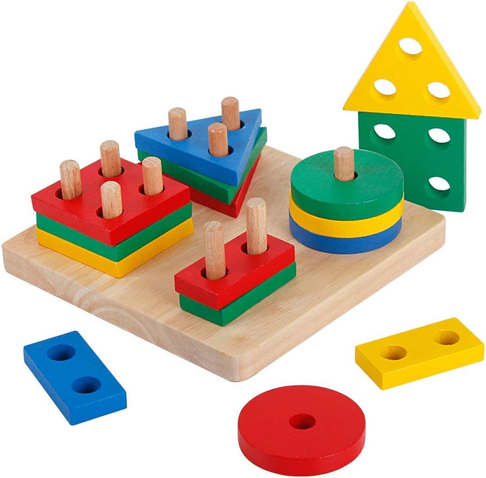 bodolo Wooden preschoolers Geometric Shape Classification Board Puzzle Children's Toys