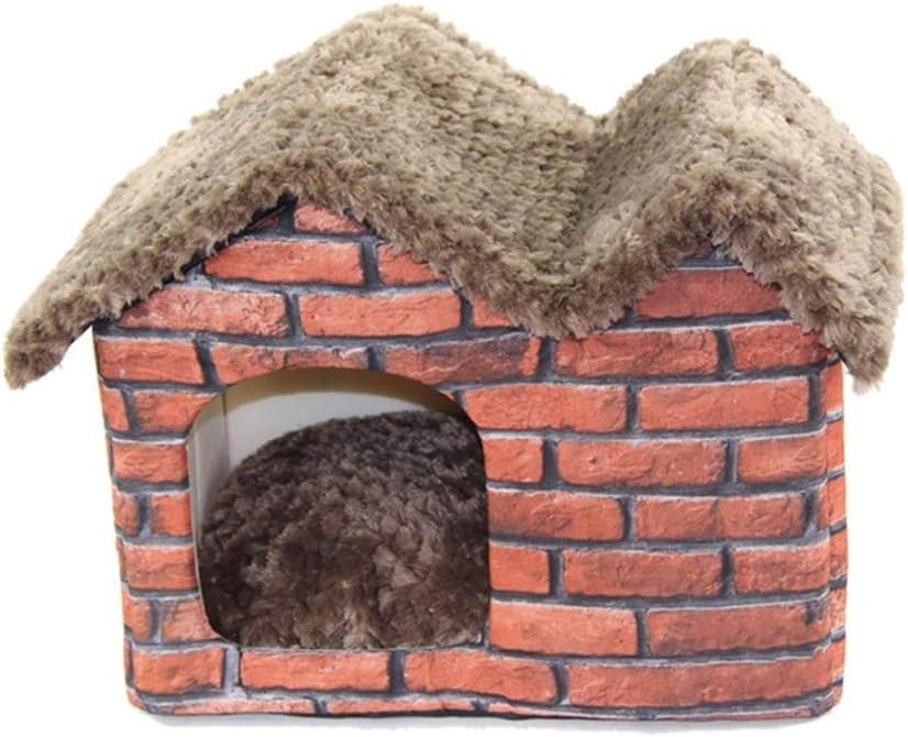 WOWOWMEOW Portable Pet Indoor Soft Dog House Bed Removable Cushion Included, Foldable Small Dog Cat Warm House Bed