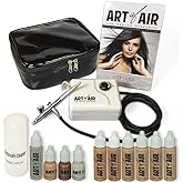 Art of Air Professional Airbrush Cosmetic Makeup System/Fair to Medium Shades 6pc Foundation Set with Blush, Bronzer, Shimmer and Primer Makeup Airbrush Kit
