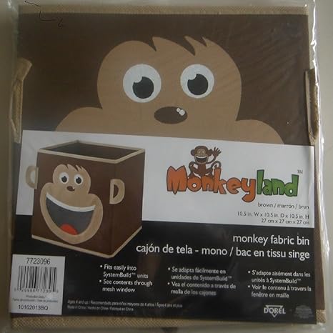 Monkeyland Monkey Fabric Storage Bin Organizer Brown Perfect For