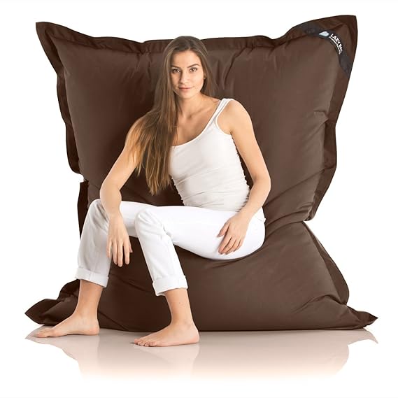 Lazy Bag Original Indoor & Outdoor Sitzsack XXL 400L Riesensitzsack Sitzkissen Sessel für Kinder & Erwachsene 180x140cm (Brau