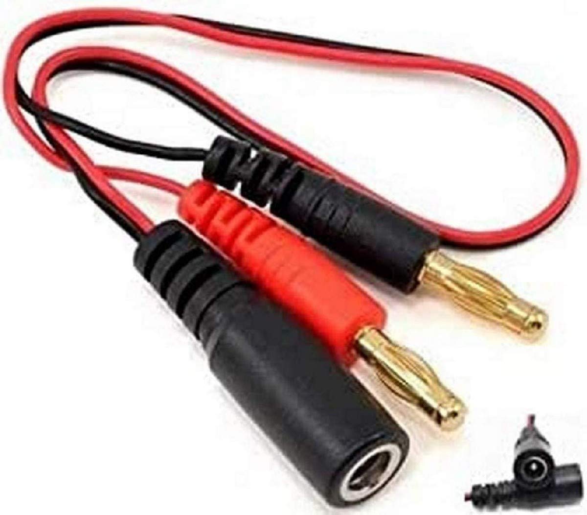 YUNIQUE GREEN-CLEAN-POWER - 2.1DC to 4mm Banana Cable 30cm for Fatshark FPV Goggles | Flexible Connectivity | Reliable Energy | Red Black Design, Plastic | Compatible with Lipo 2S 1500mAh