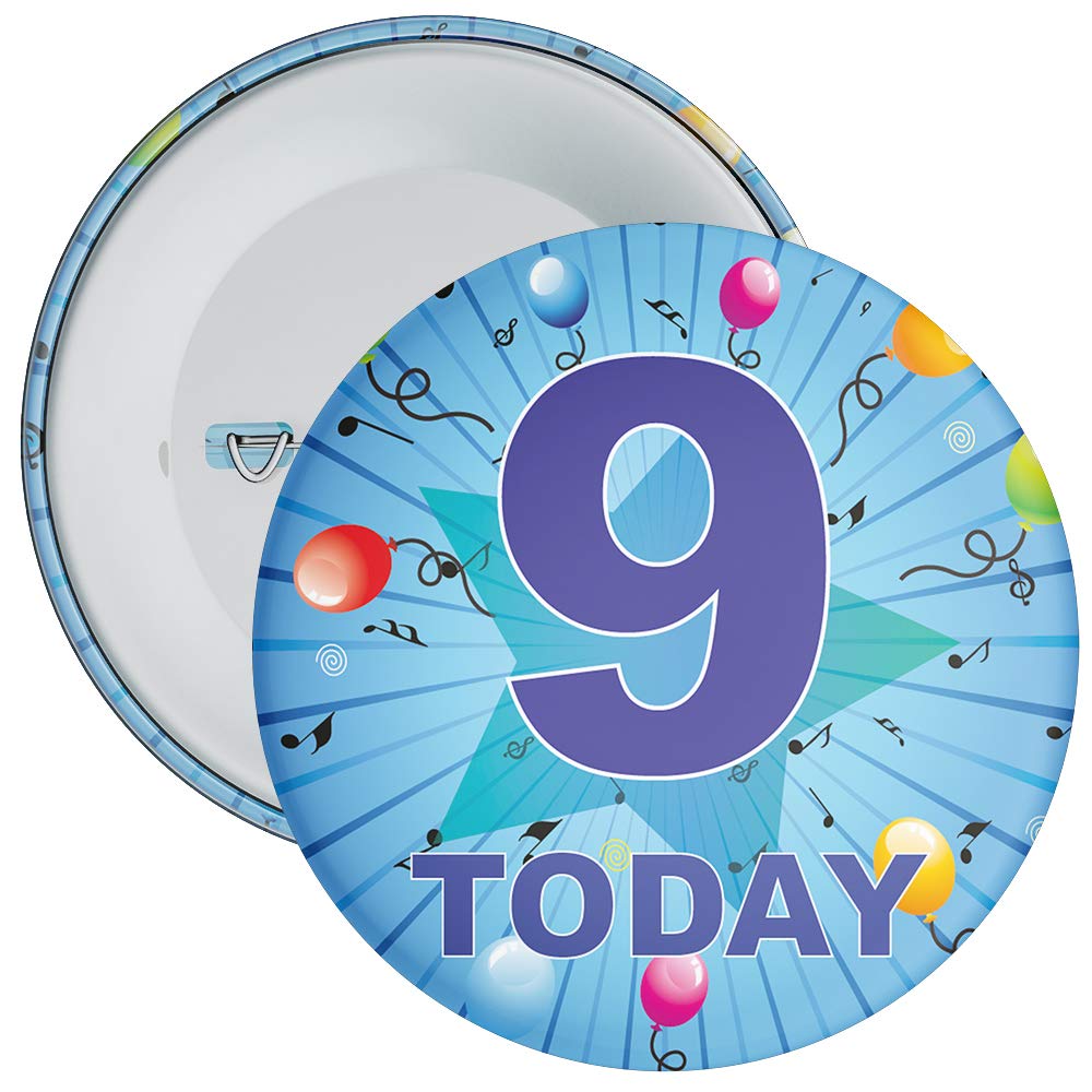 Blue 9th Birthday Badge in a choice of sizes (75mm)