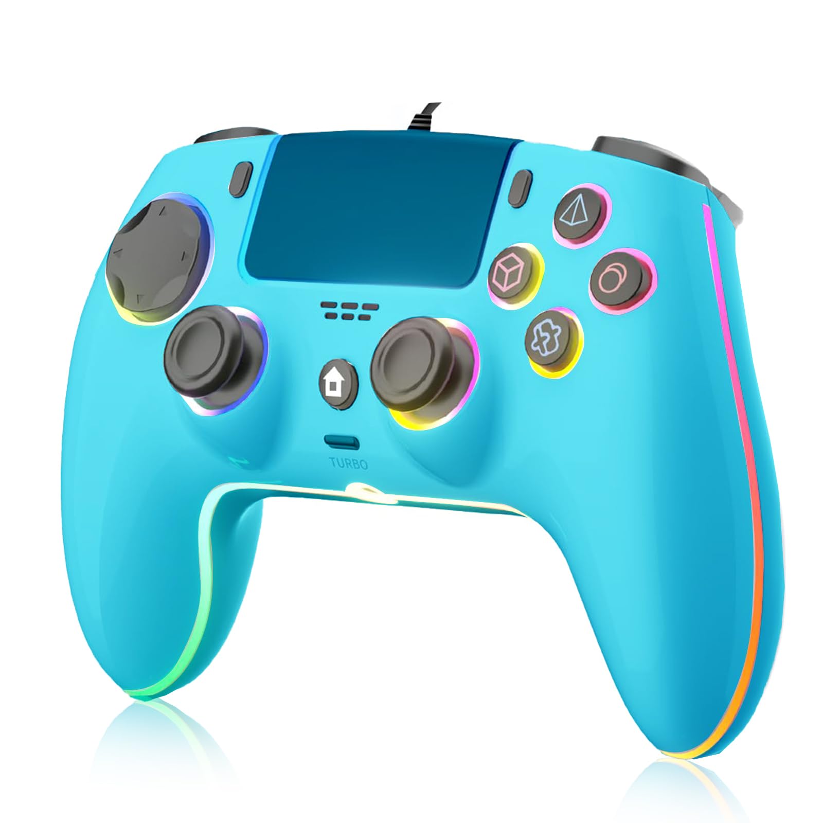 GUOC RGB Wired Controller for PS5/PS4 and PC with Hall Effect Trigger, 3.5mm Audio Jack,