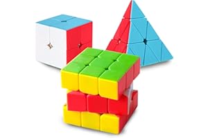 PUZGIC The Amazing Smart Magic Cube 3x3 2x2 Speed Cube and Pyramid Cube - Anti Stress for Anti-Anxiety Adults Kids - Best Puzzle Toy Turns Quicker and More Precisely