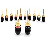 Deadbolt Flex Pin Banana Plugs for Spring Loaded Speaker Terminals, 6 Pairs Gold Plated Plugs