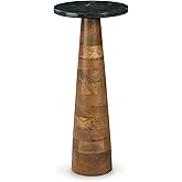 Signature Design by Ashley Quinndon Contemporary Accent Table with Marble Top, Black & Light Brown