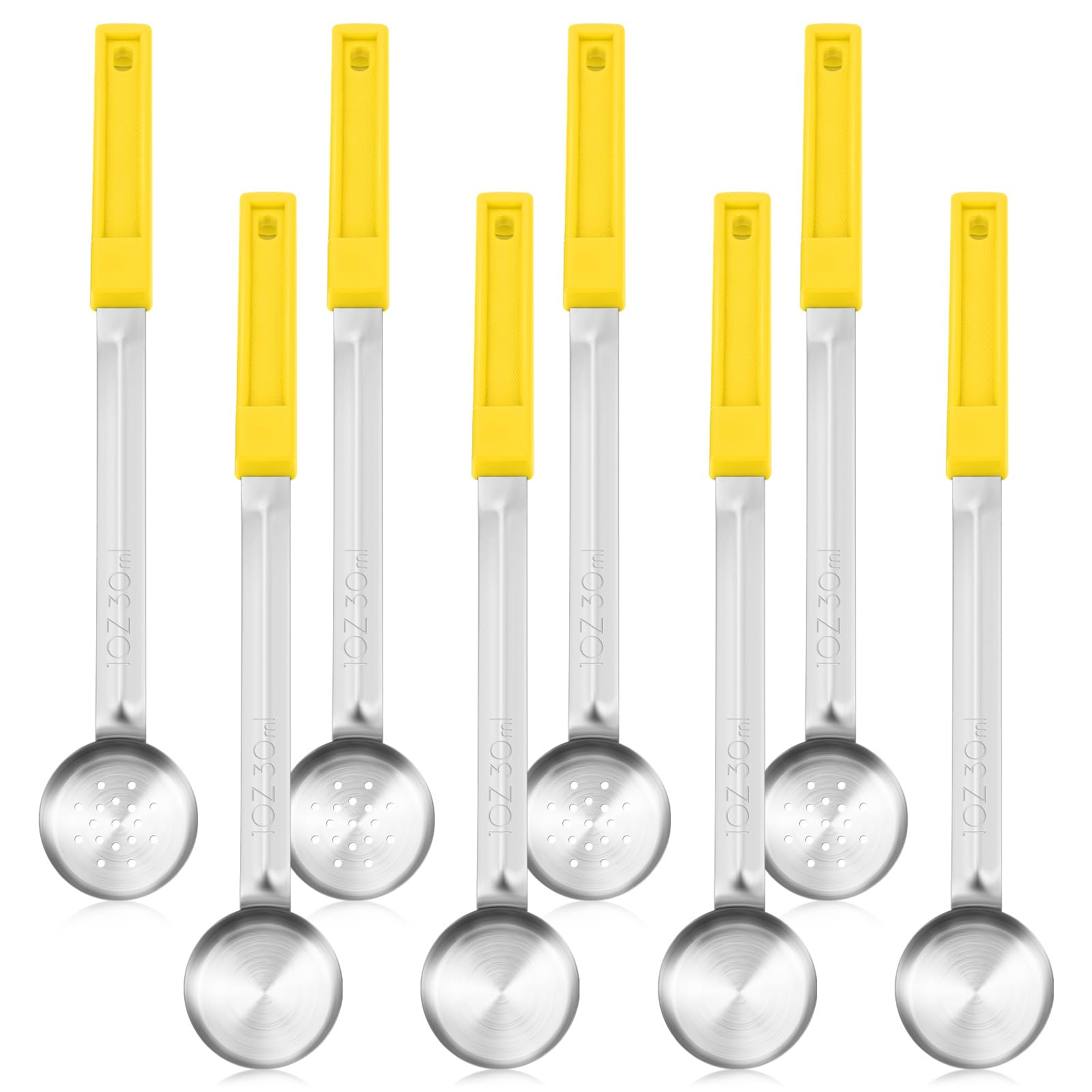 Photo 1 of Teenyyou 8 Pcs Portion Control Serving Spoons Portion Scoops Cups Solid and Slotted Stainless Steel Ladle Spoon for Food, Serving Utensils Set for Parties (Yellow,1 oz)