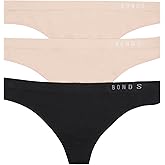 Bonds womens Seamless Invisi Thong With Mid Rise Fit in Cotton-rich Blend for Women, 3-pack