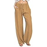 Women's Cotton Linen Pants Summer Wide Leg Casual