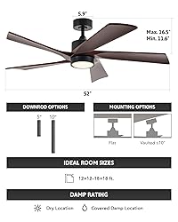 VONLUCE Ceiling Fans with Lights, 52" Ceiling Fan